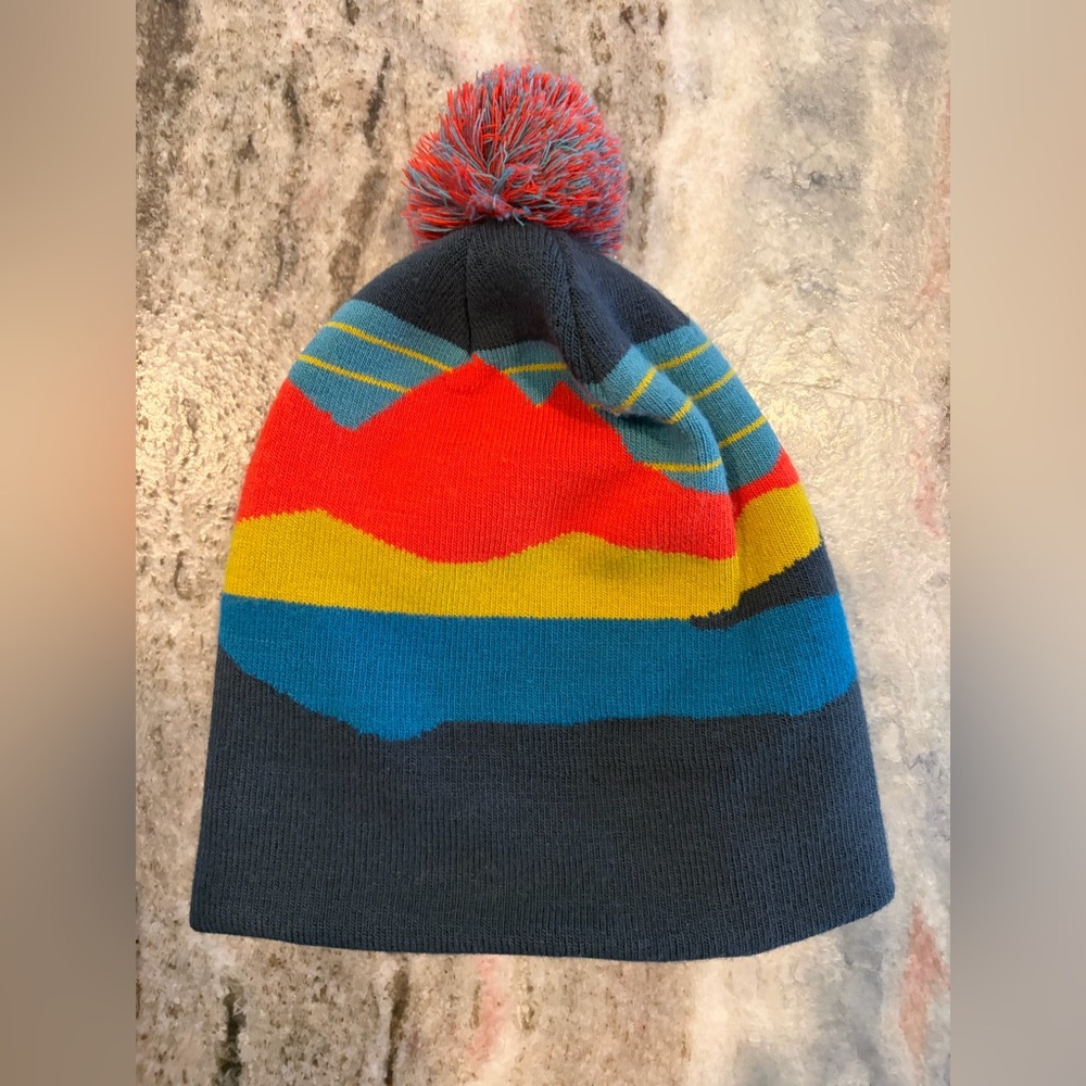 LL Bean Adult Katahdin Pom Winter Hat Unisex Multi Color Sunrise Over Katahdin - Picture 7 of 10
